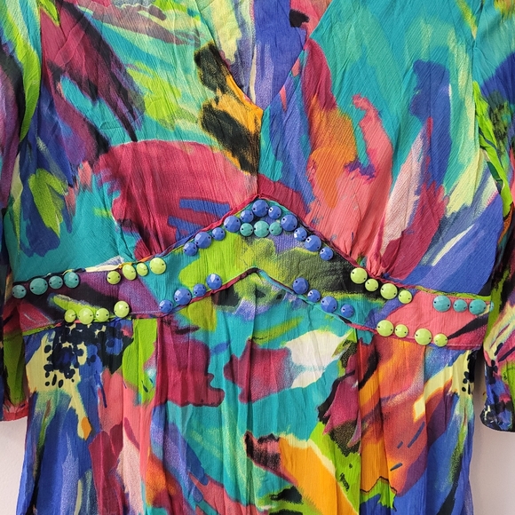 Graphic Print Boho Crepe Lightweight Dress - Picture 6 of 12